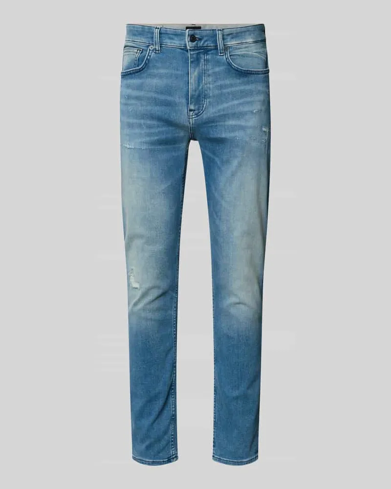 HUGO BOSS Slim Fit Jeans aus Baumwoll-Mix Modell 'DELAWARE Hellblau