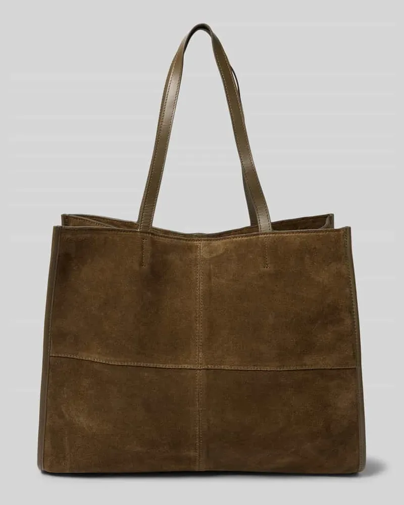Mango Tote Bag aus echtem Leder Khaki