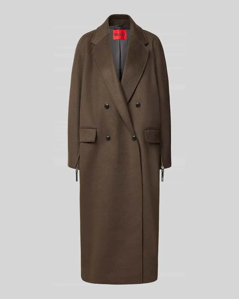 HUGO BOSS Relaxed Fit Mantel mit Woll-Anteil Modell 'Malini Dunkelgruen