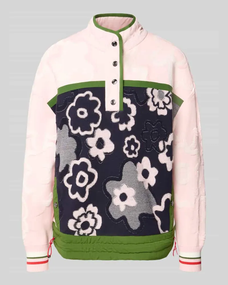 Marc Cain Relaxed Fit Pullover aus Viskose-Mix mit Troyer-Kragen Rosa
