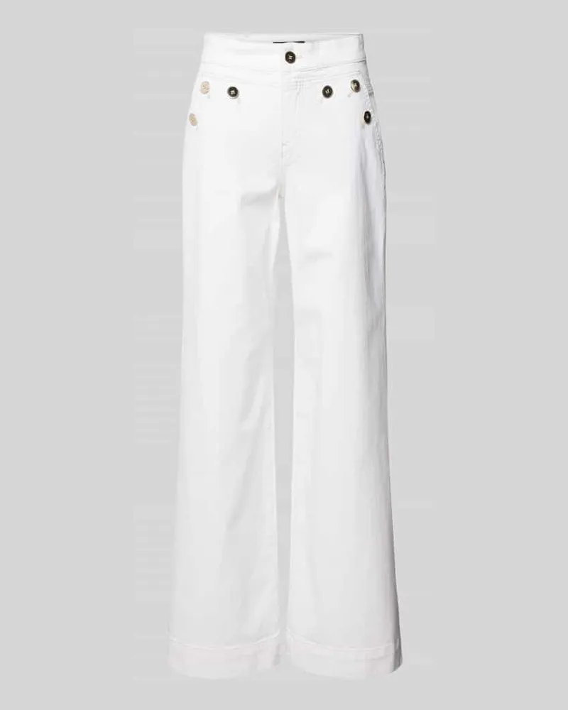 Marc Cain Wide Leg Jeans mit Zierknöpfen Offwhite