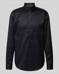 JAKE*S Super Slim Fit Businesshemd aus Satin Black