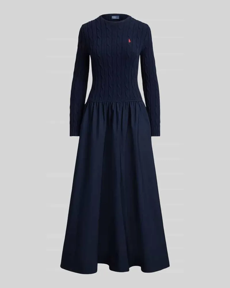 Ralph Lauren Ausgestelltes Strickkleid aus Woll-Mix mit Kaschmir-Anteil Marine