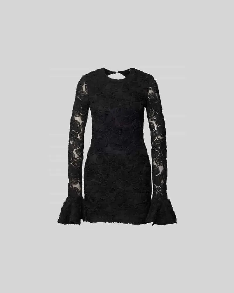 ROTATE Birger Christensen Minikleid mit Trompetenärmeln Black