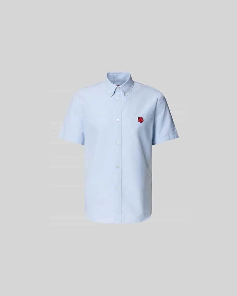 Kenzo Slim Fit Freizeithemd mit Logo-Stitching Hellblau