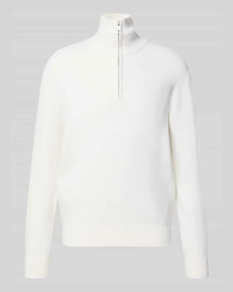 Manuel Ritz Strickpullover aus Woll-Mix mit Reißverschluss Offwhite