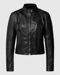 HUGO BOSS Lederjacke mit Reißverschluss Modell 'Saleste Black