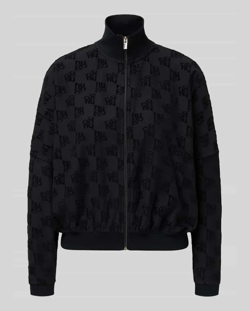 HUGO BOSS Oversized Sweatjacke aus Baumwoll-Mix Modell 'TERRYMONOGRAM_JACKET Black