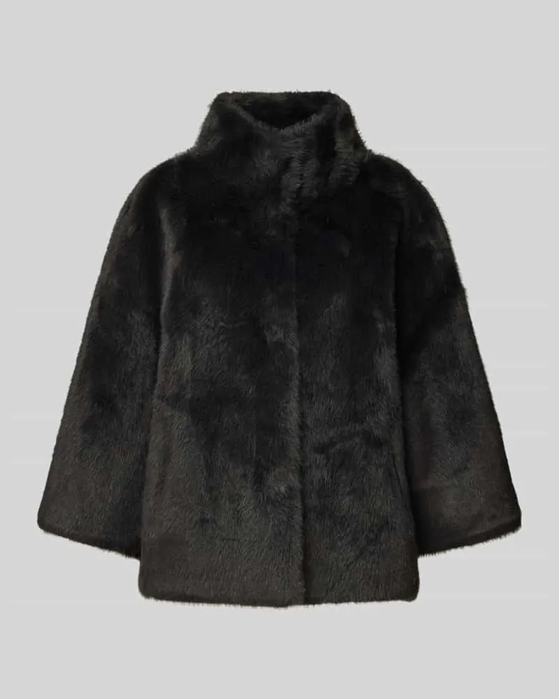 Juvia Webpelzjacke mit Stehkragen Black