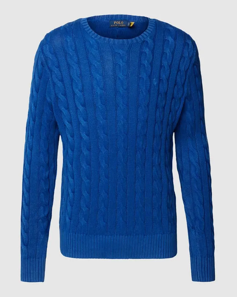 Ralph Lauren Strickpullover aus Baumwolle mit Zopfmuster Blau