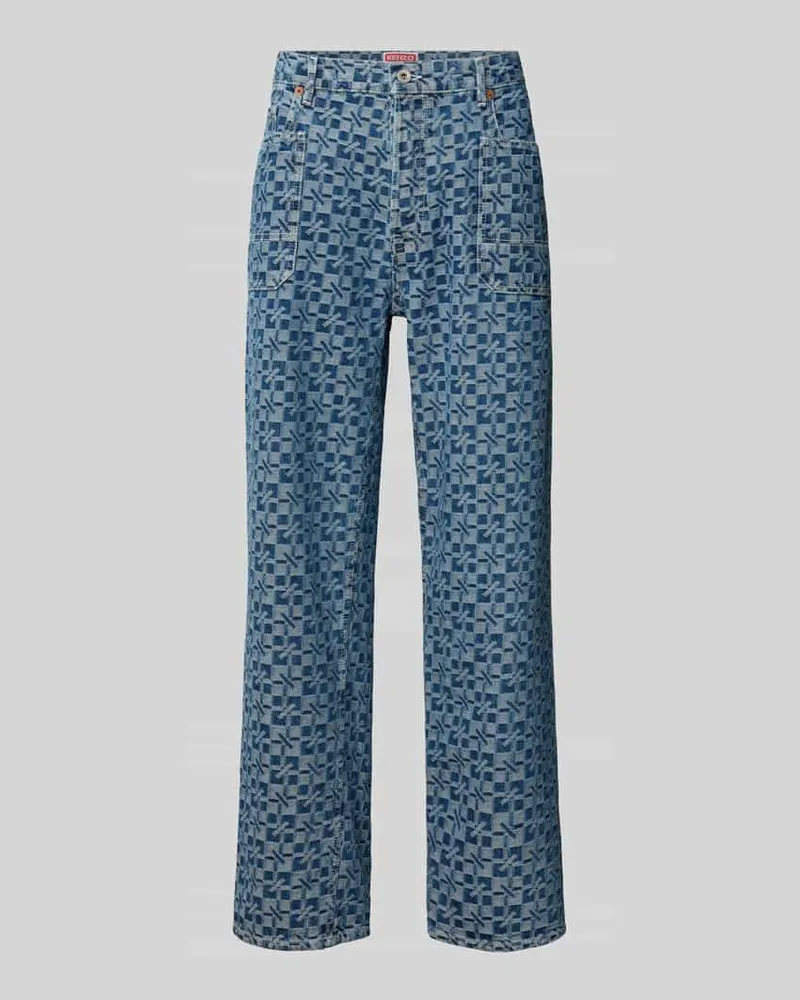 Kenzo High Waist Jeans mit Cargotaschen Bleu