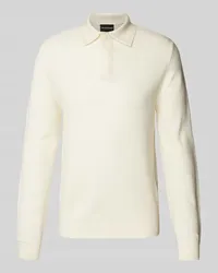 Emporio Armani Slim Fit Poloshirt mit Strukturmuster Offwhite