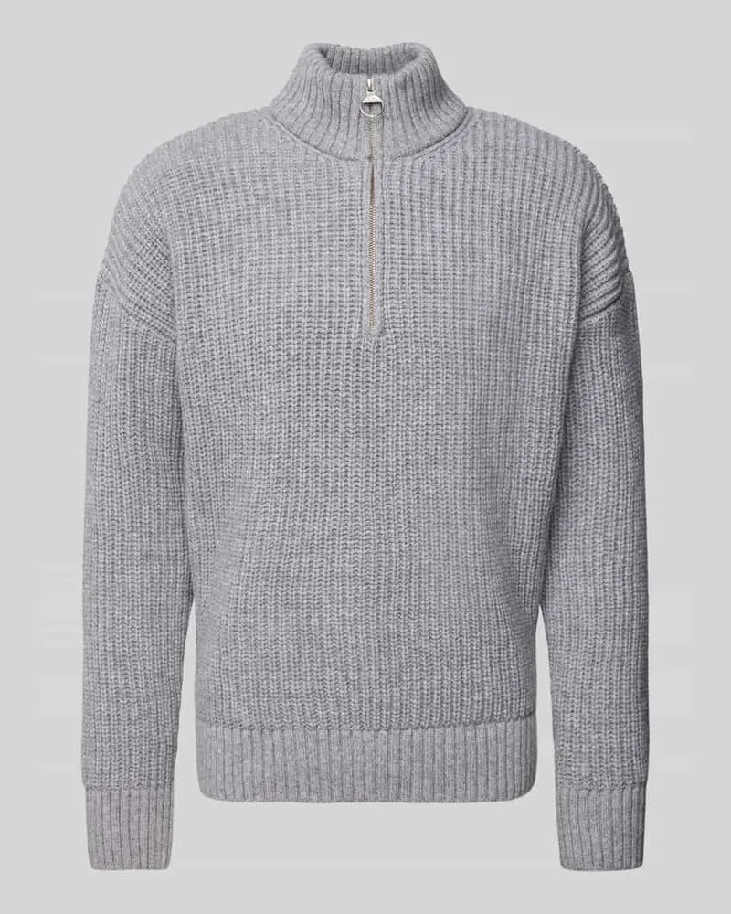 Armedangels Wollpullover mit Troyer-Kragen Modell 'ELIJAA Hellgrau