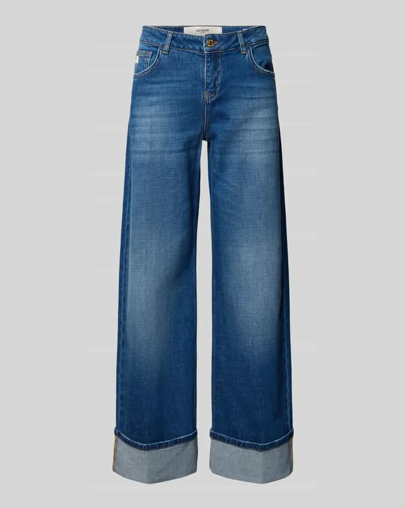 Goldgarn Wide Leg Jeans mit Umschlag Modell 'P8 Blau