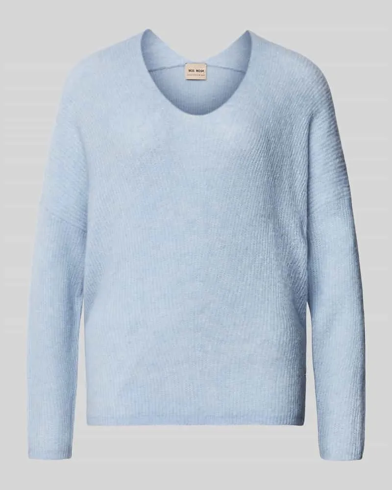 Mos Mosh Strickpullover aus Woll-Mix mit V-Ausschnitt Modell 'THORA Hellblau