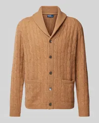 Ralph Lauren Strickjacke mit Knopfleiste Hellbraun