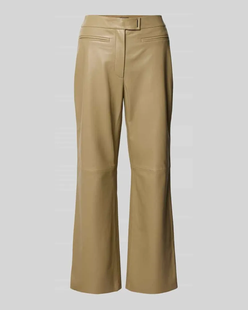 HUGO BOSS Regular Fit Lederhose aus echtem Lammleder Modell 'SIMARY Beige