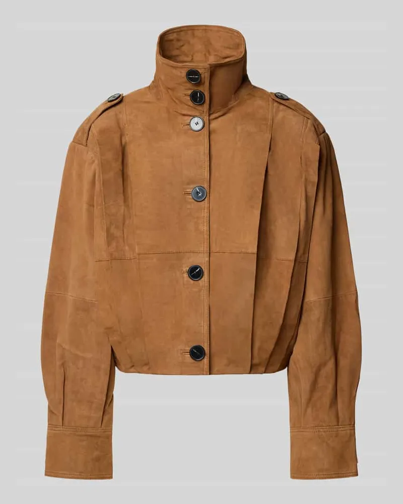 My Essential Wardrobe Jacke aus Ziegenvelours mit Drapierungen Modell 'Petra Camel