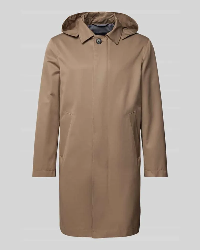 Marc O'Polo Relaxed Fit Kurzmantel aus Baumwoll-Mix mit abnehmbarer Kapuze Beige