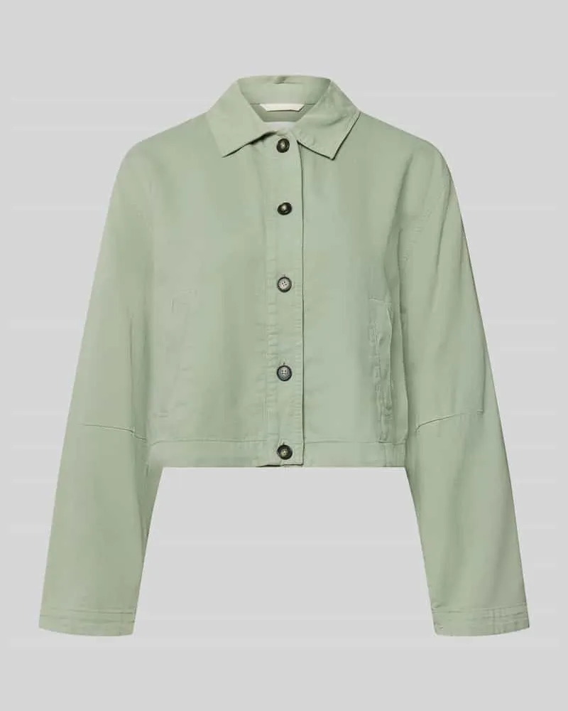 Marc O'Polo Regular Fit Hemdjacke aus Baumwoll-Mix mit Leinen-Anteil Hellgruen