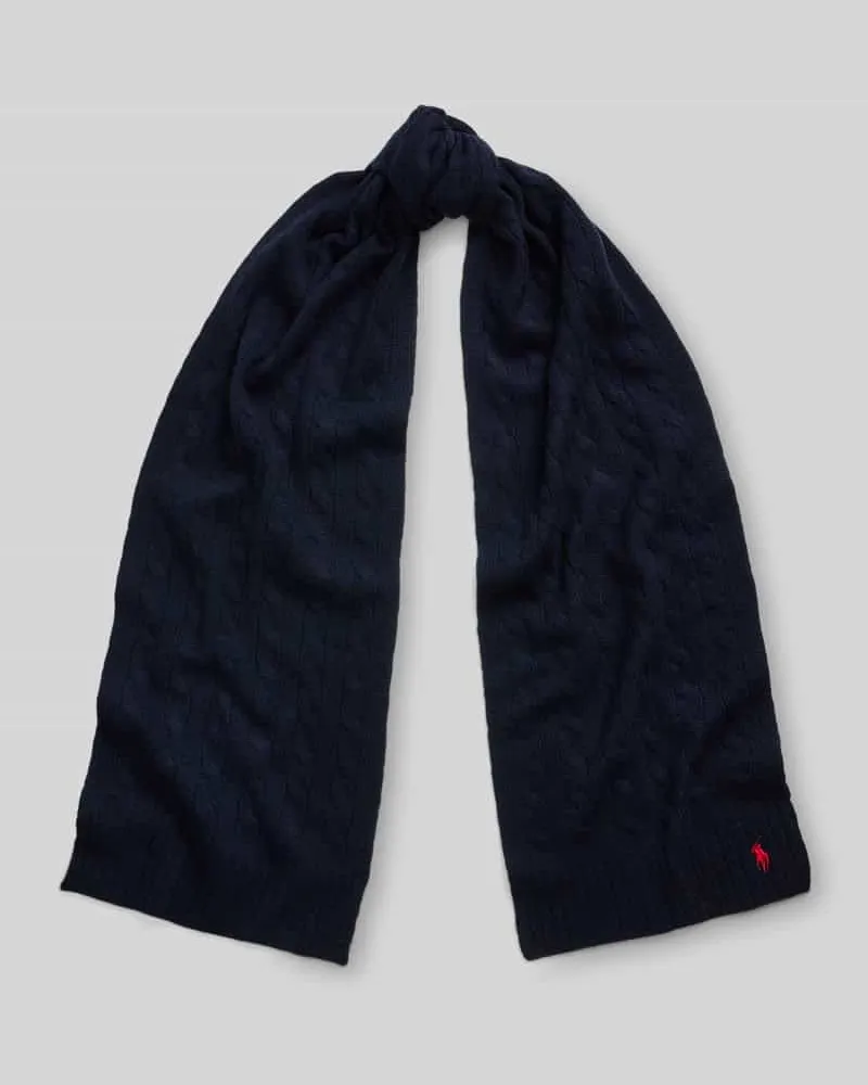 Ralph Lauren Schal aus Schurwoll-Kaschmir-Mix mit Logo-Stitching Marine