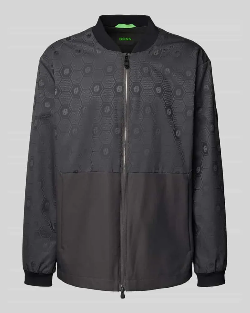 HUGO BOSS Regular Fit Bomberjacke mit Zweiwege-Reißverschluss Dunkelgrau
