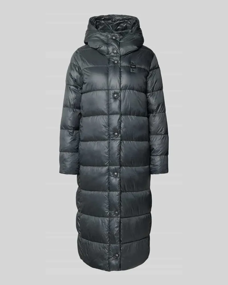Blauer Steppmantel mit Label-Detail Modell 'BELLEVUE Dunkelgrau
