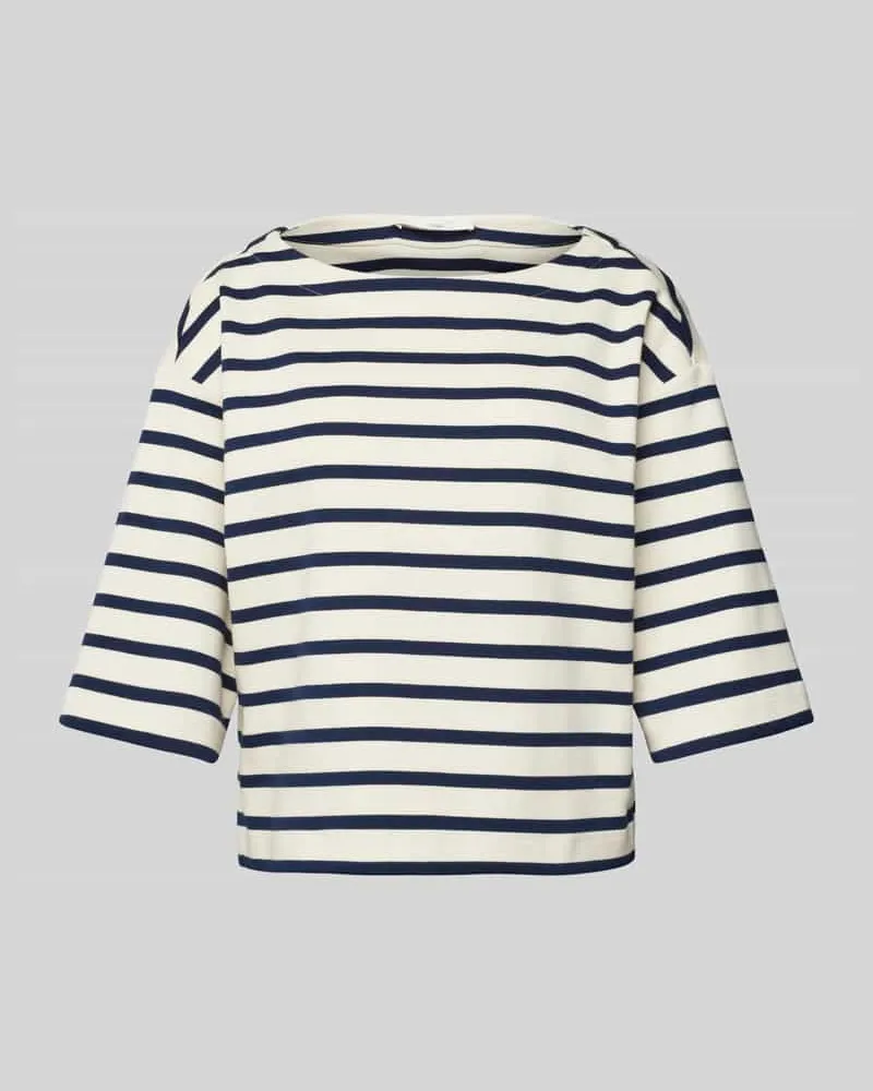 Lanius T-Shirt mit U-Boot-Ausschnitt Offwhite
