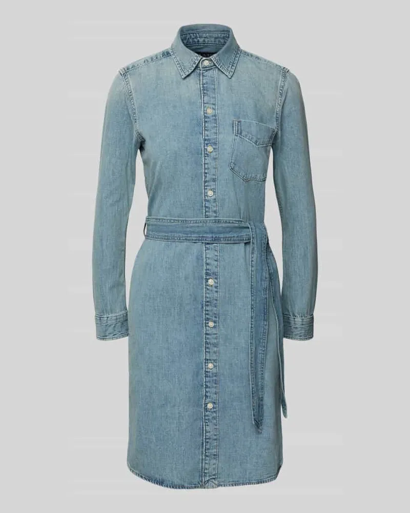 Ralph Lauren Knielanges Jeanskleid mit Bindegürtel Modell 'JAMEIKA Jeansblau