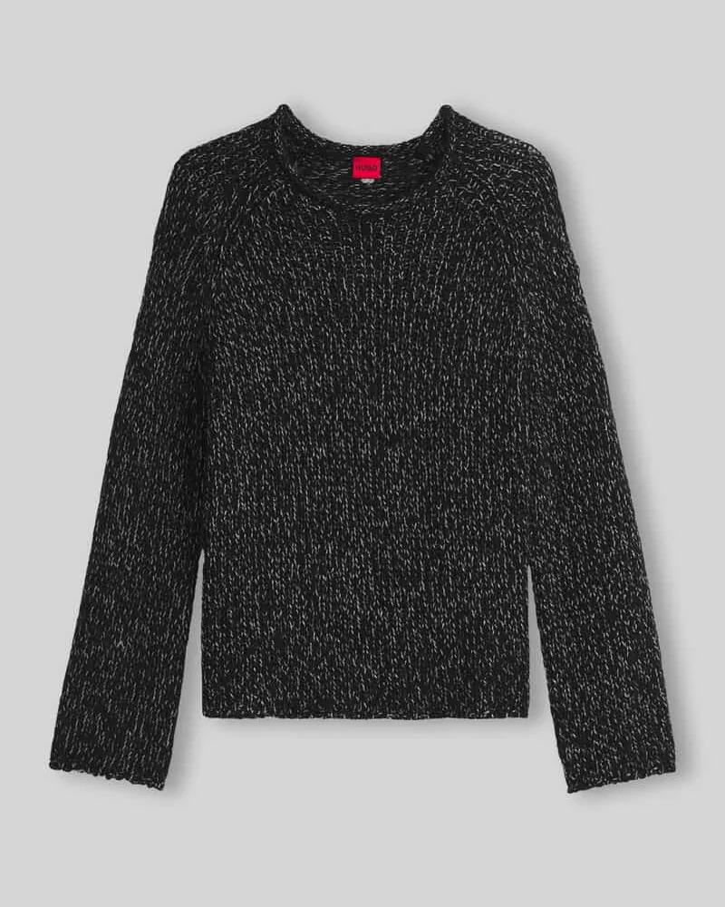 HUGO BOSS Pullover aus Wolle Alpaka mit Struktur-Strick Black