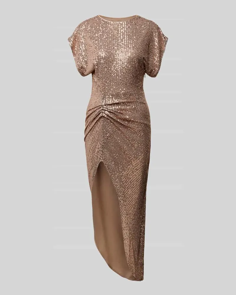 Unique Cocktailkleid mit Paillettenbesatz Gold