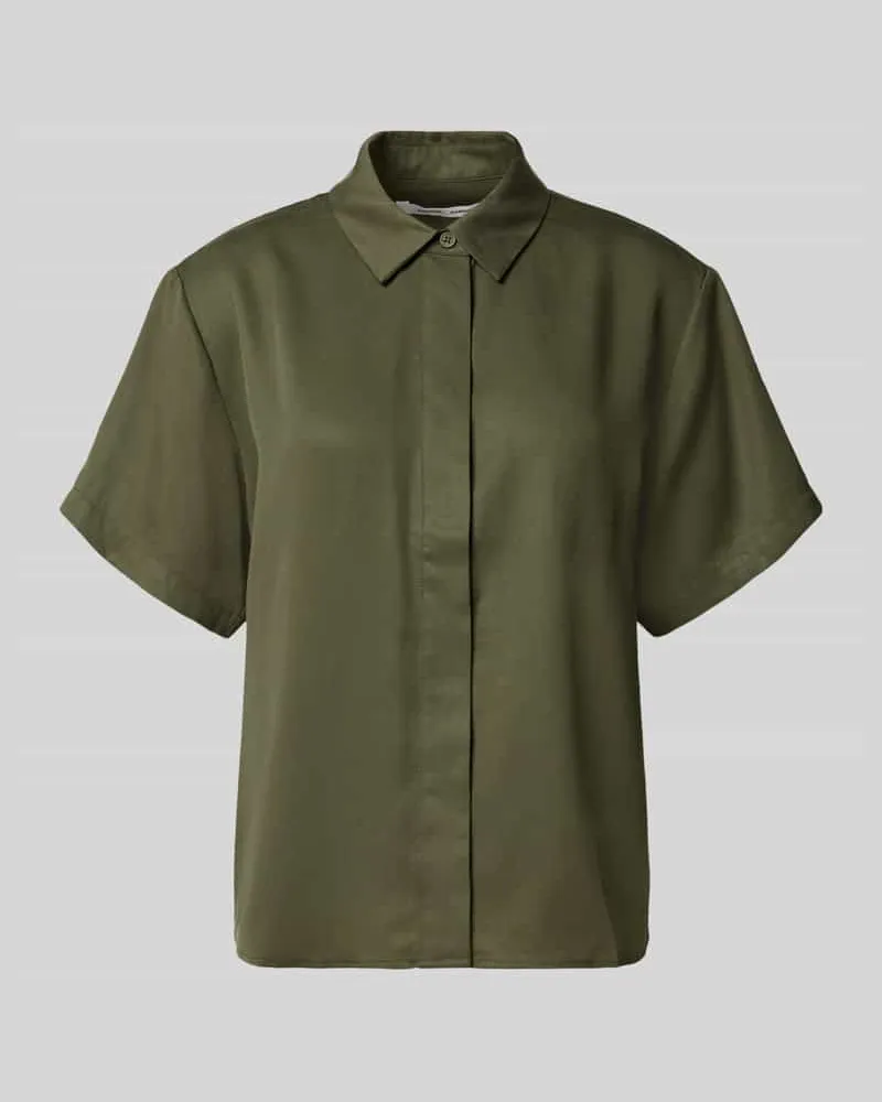 Samsøe & Samsøe Relaxed Fit Bluse aus reinem Lyocell Modell 'Mina Dunkelgruen