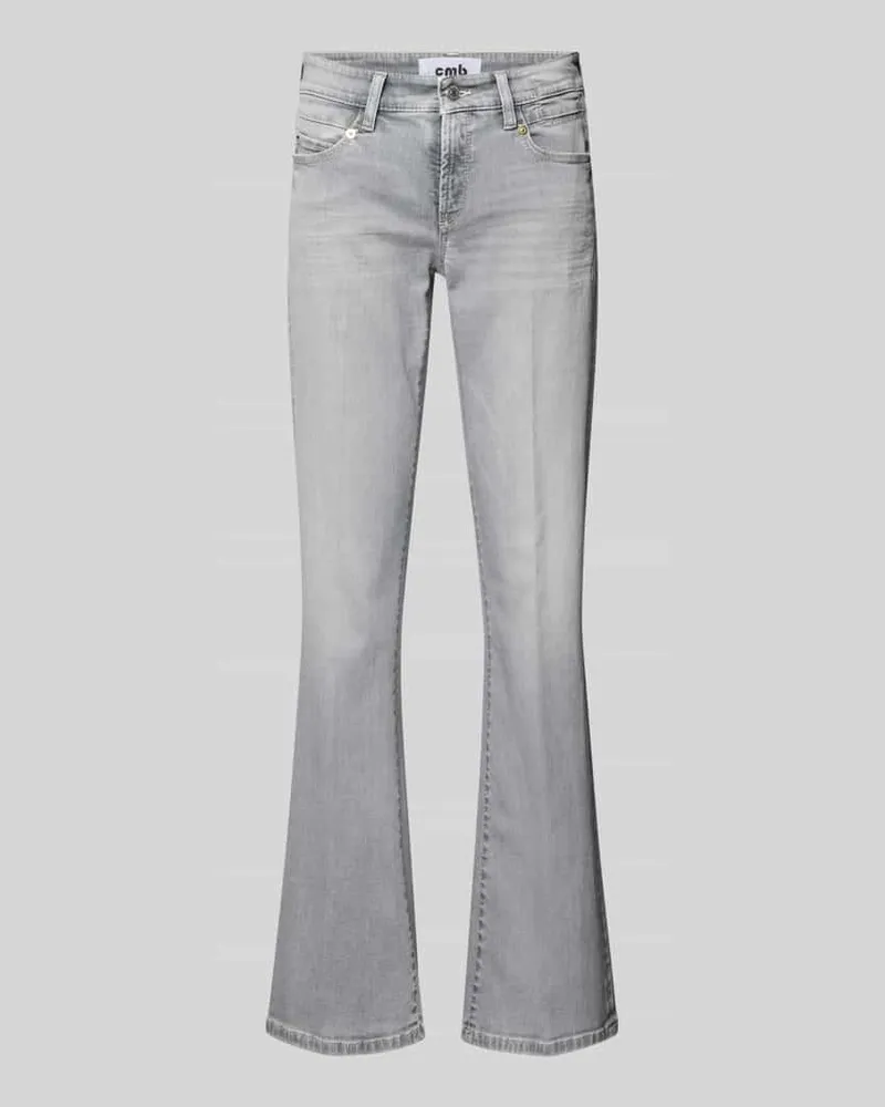 Cambio Flared Fit Jeans aus Baumwoll-Mix Hellgrau