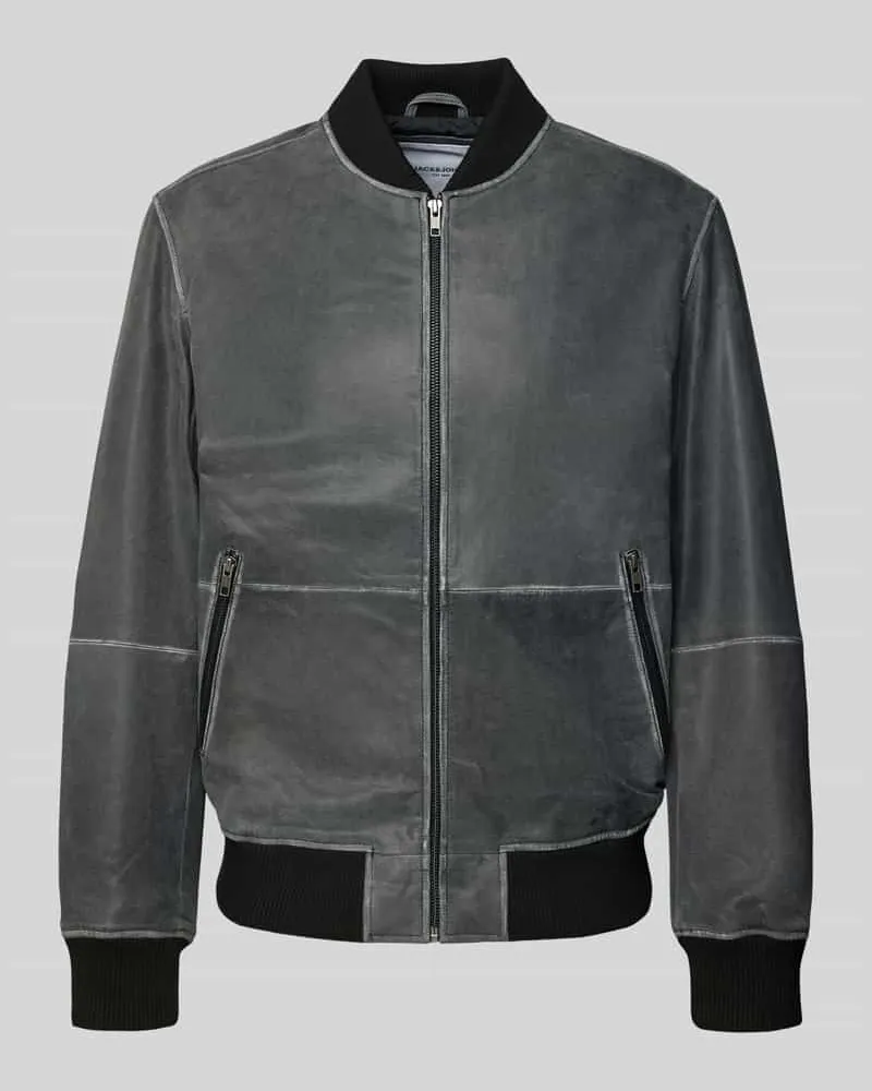 Jack & Jones Jacke in Leder-Optik Anthrazit