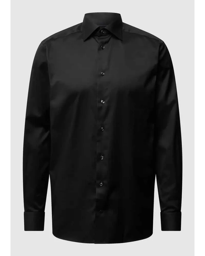 Eton Regular Fit Business-Hemd aus Twill Black