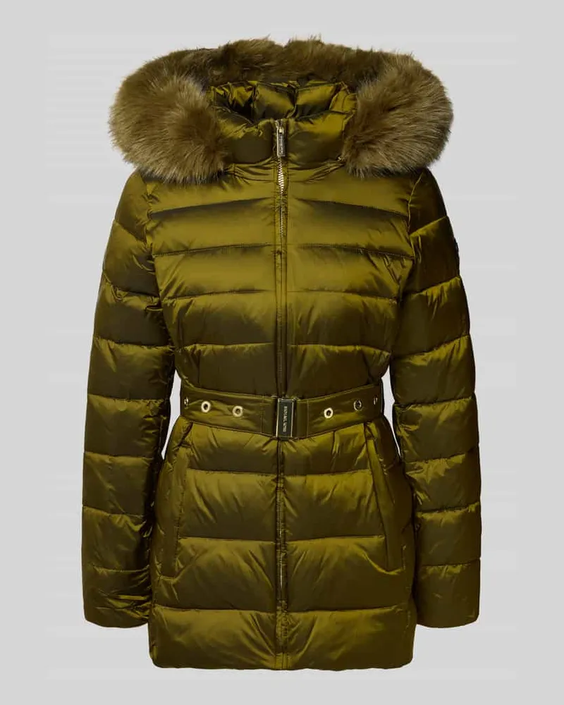 Michael Kors Steppjacke mit Kunstfell-Besatz Modell 'Trimmed Oliv
