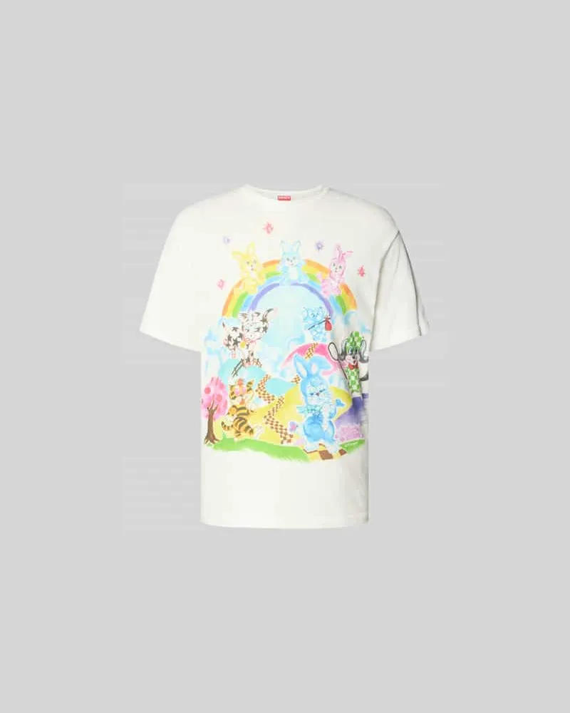 Kenzo T-Shirt mit Allover-Motiv-Print Offwhite