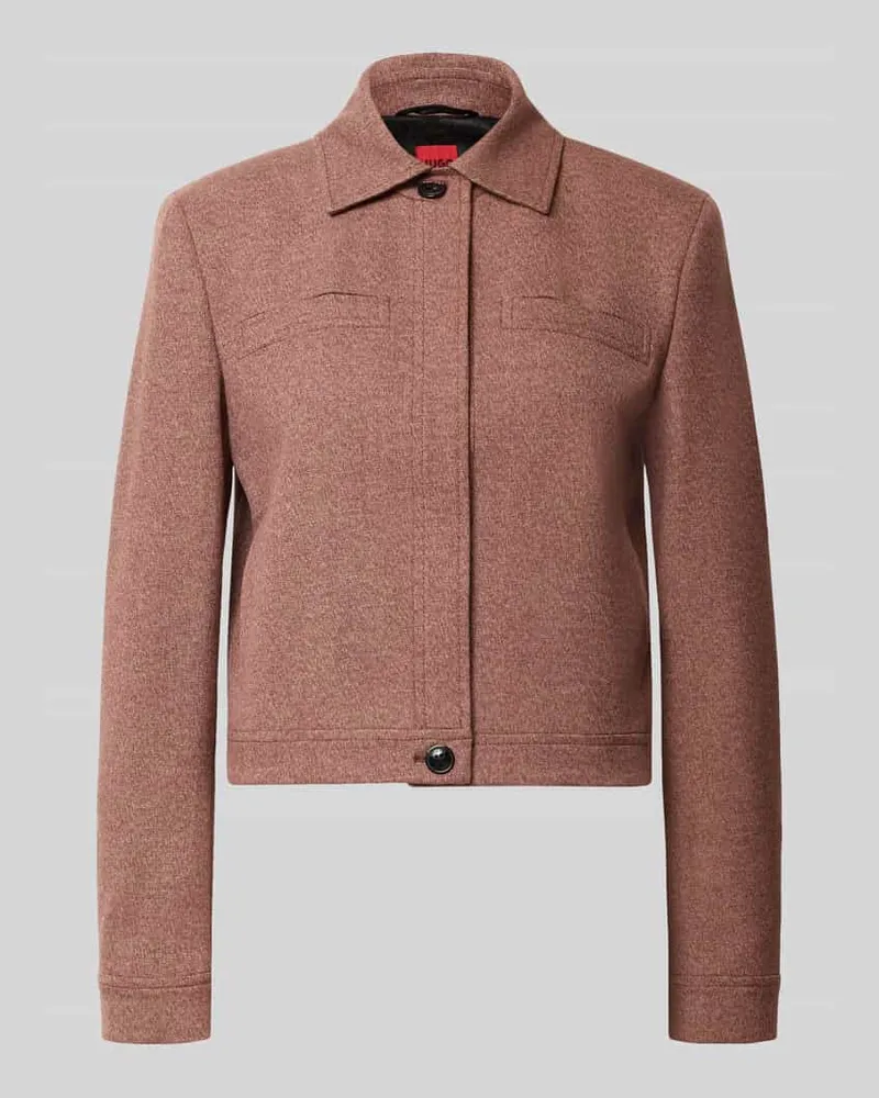HUGO BOSS Regular Fit Kurzblazer mit Viskose-Anteil Modell 'Alitte Mittelbraun