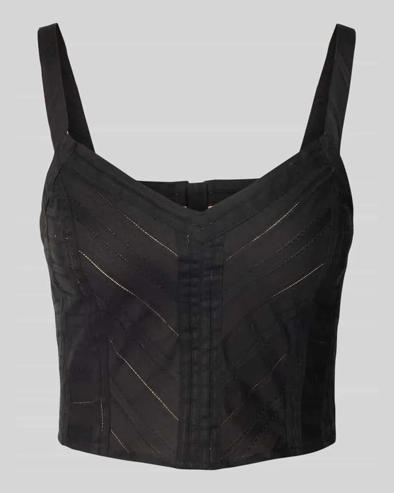 Drykorn Crop Top mit abgerundetem V-Ausschnitt Modell 'IRELLA Black