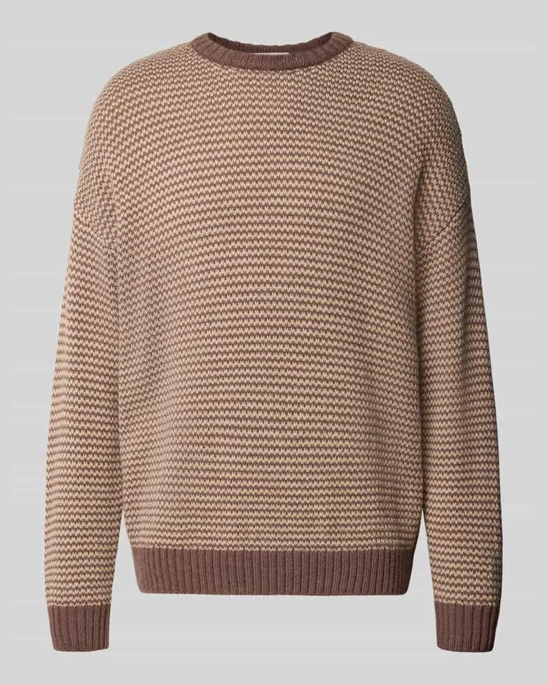 Drykorn Relaxed Fit Strickpullover mit Streifen-Muster Modell 'NEELIO Bordeaux