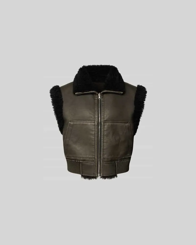 STAND Cropped Weste mit Reißverschluss Black