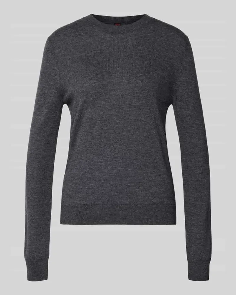 Stefanel Strickpullover aus Wolle mit Rundhalsausschnitt Dunkelgrau