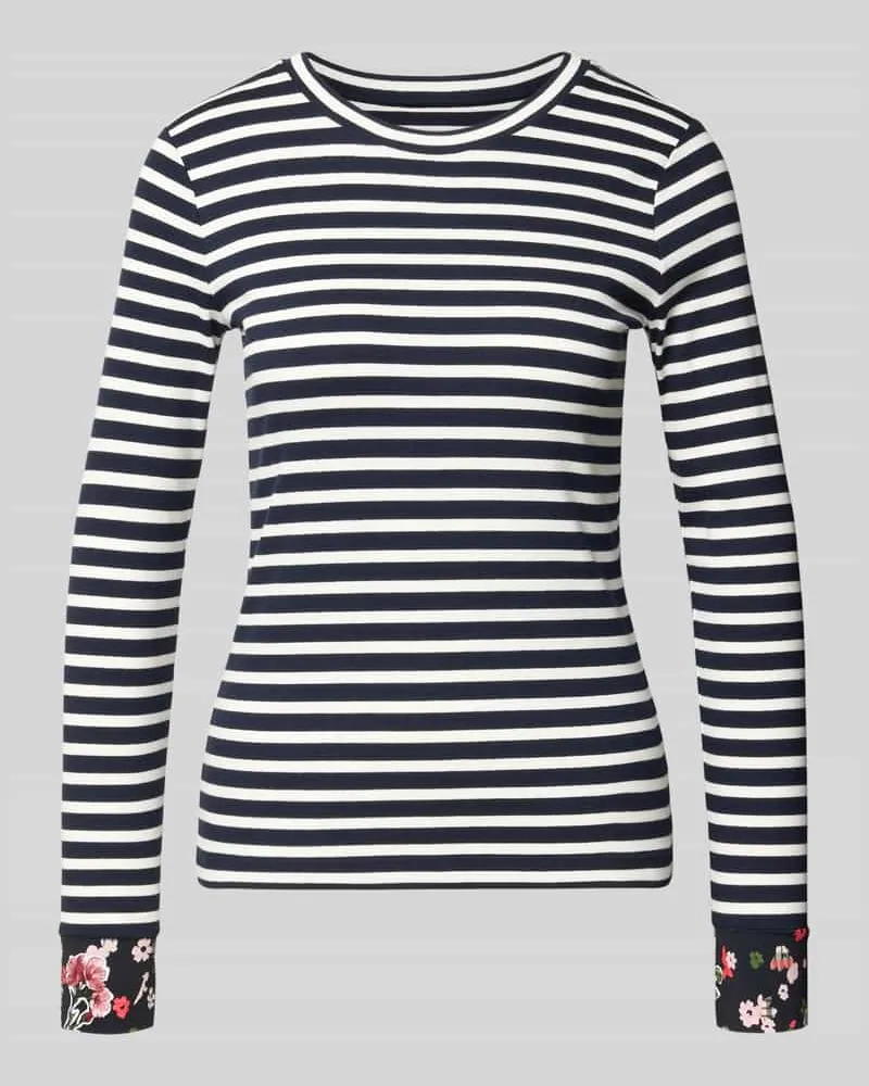 Marc Cain Slim Fit Longsleeve aus Baumwoll-Mix Marine