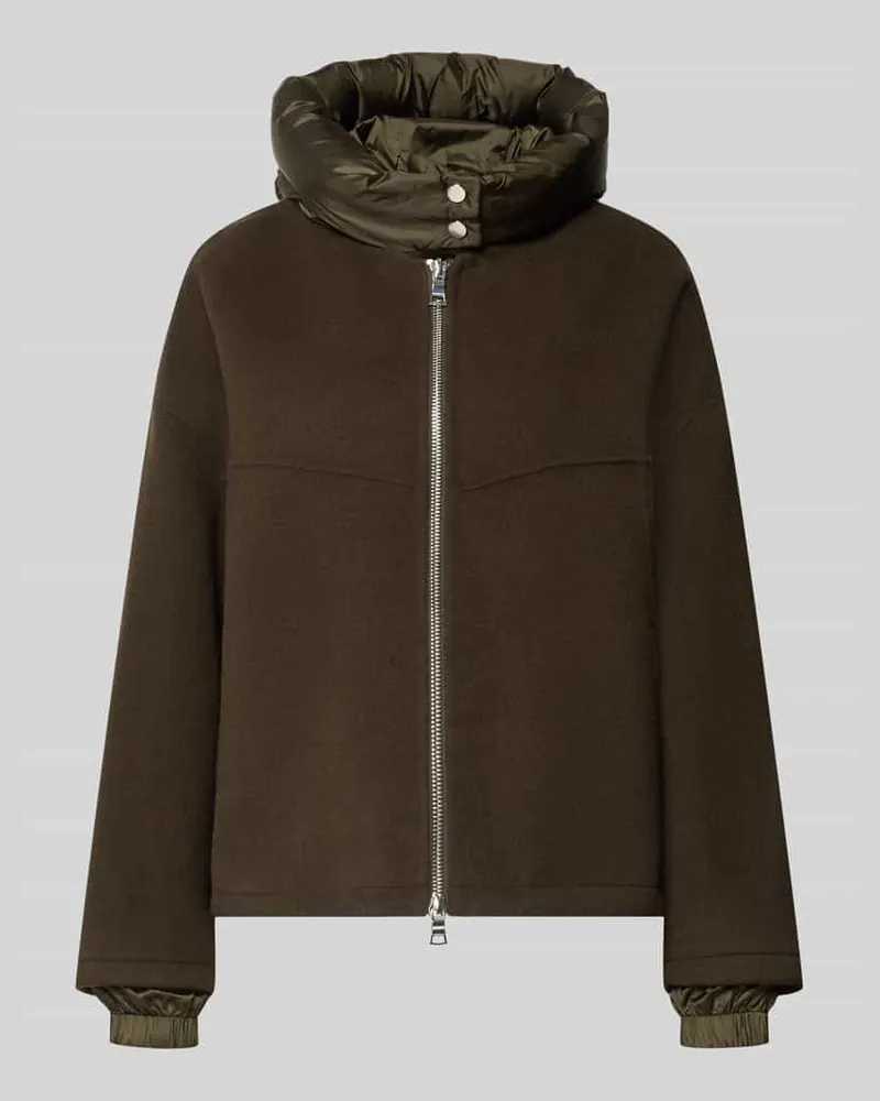 Blonde No. 8 Doubleface Wolljacke mit abnehmbarer Steppkapuze Oliv