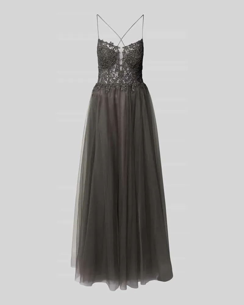 Vera Mont Abendkleid mit Spitzenbesatz Anthrazit