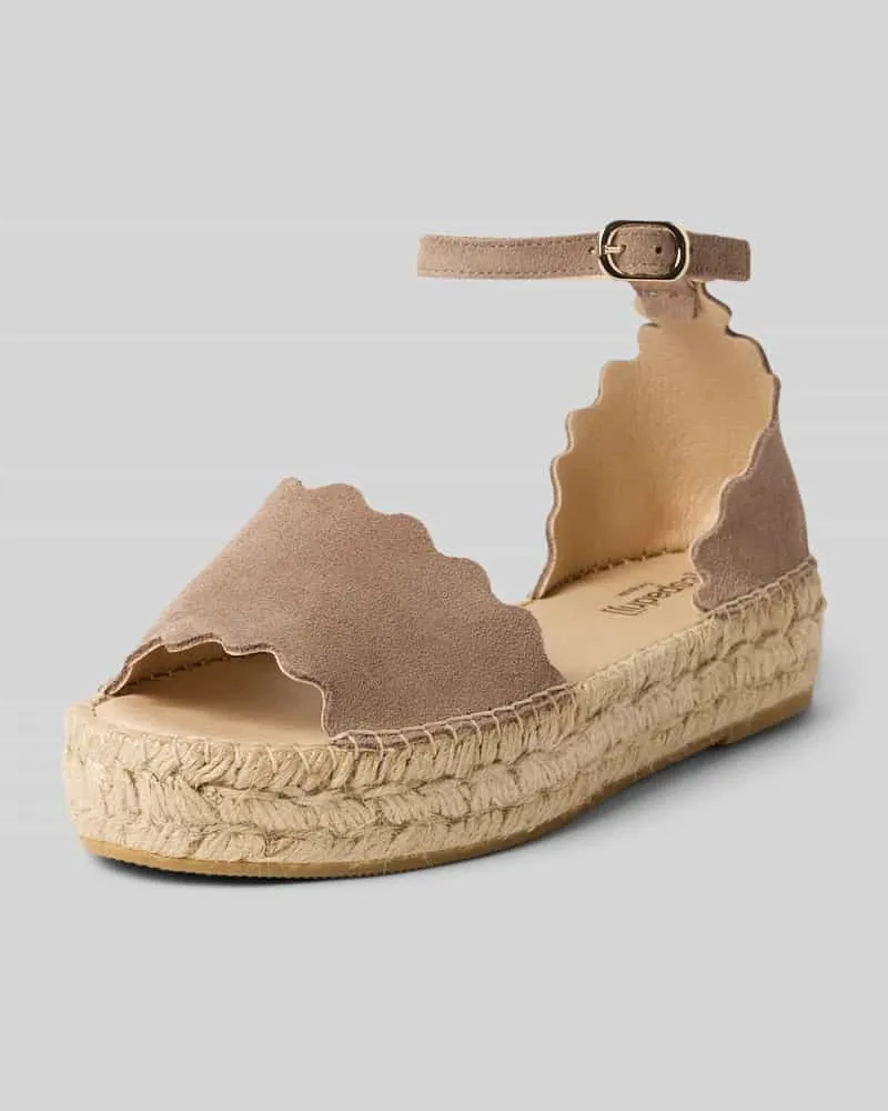 Espadrij Sandalette aus Leder Modell 'LYON Taupe