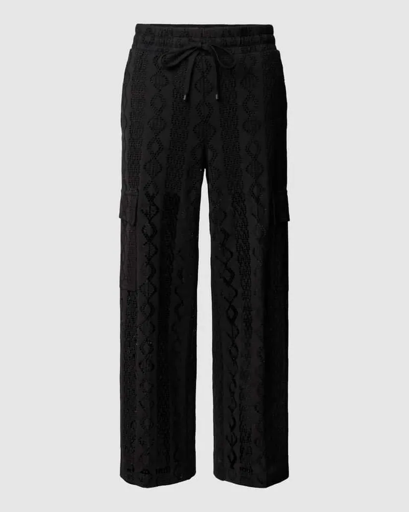 Cambio Flared Cargohose mit Lochstickerei Modell 'CLARA Black