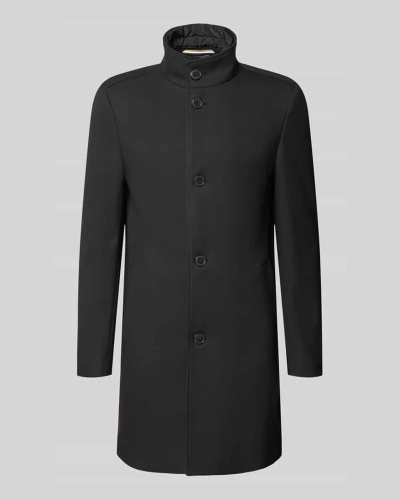 HUGO BOSS Slim Fit Mantel mit Viskose-Anteil Modell 'H-Hyde-SU Black