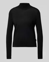 HUGO BOSS Strickpullover aus Schurwolle mit Label-Detail Modell 'Sedennian Black