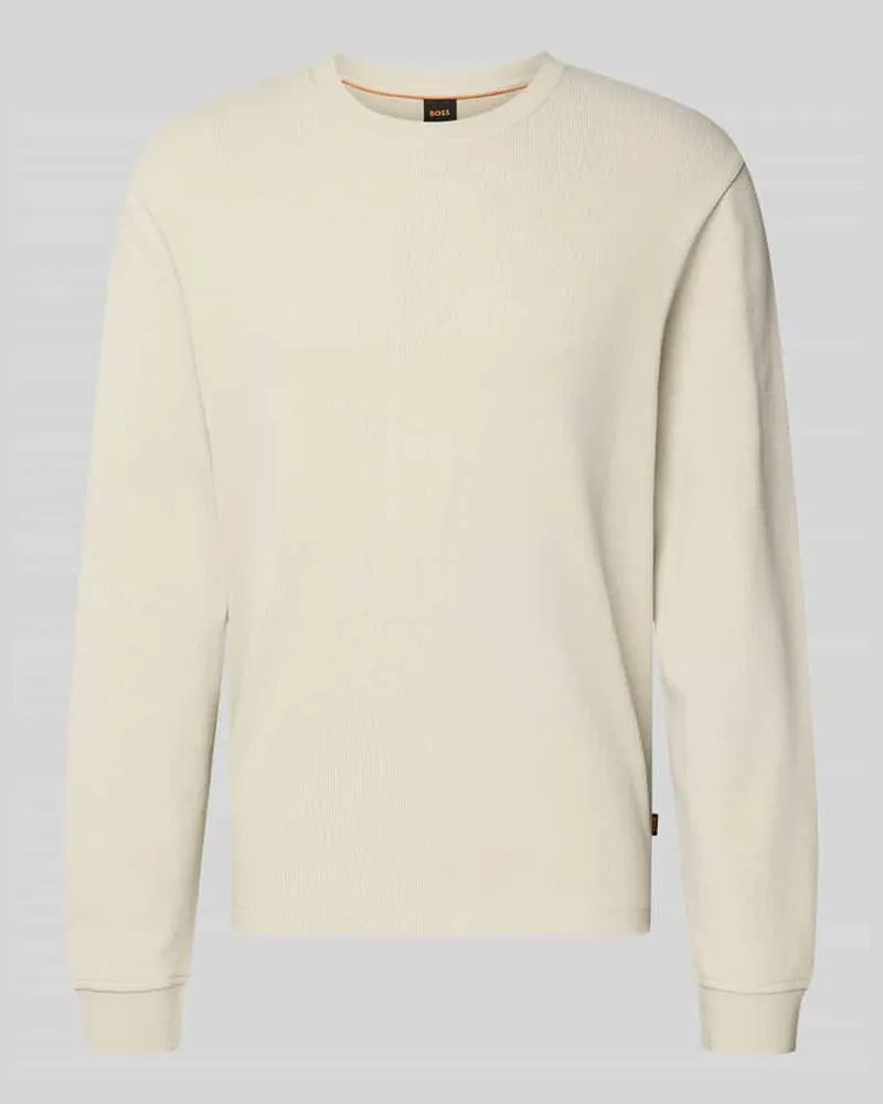 HUGO BOSS Regular Fit Langarmshirt aus Baumwoll-Mix Modell 'WE-TEMPEST Beige